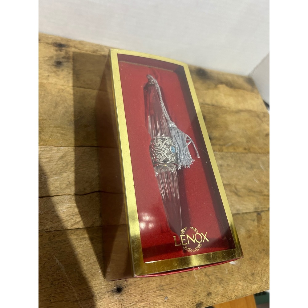 Lenox Pave Jewels Icicle Ornament Crystal Silver‎ Tassel Christmas Holiday